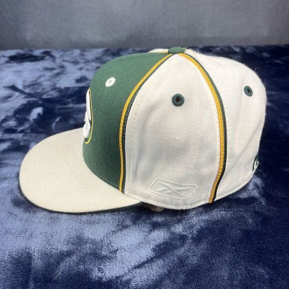 Vintage Reebok Green Bay Packers Hat Fitted 7-3/8 NFL Wool Blend White Big Logo - Picture 4 of 14